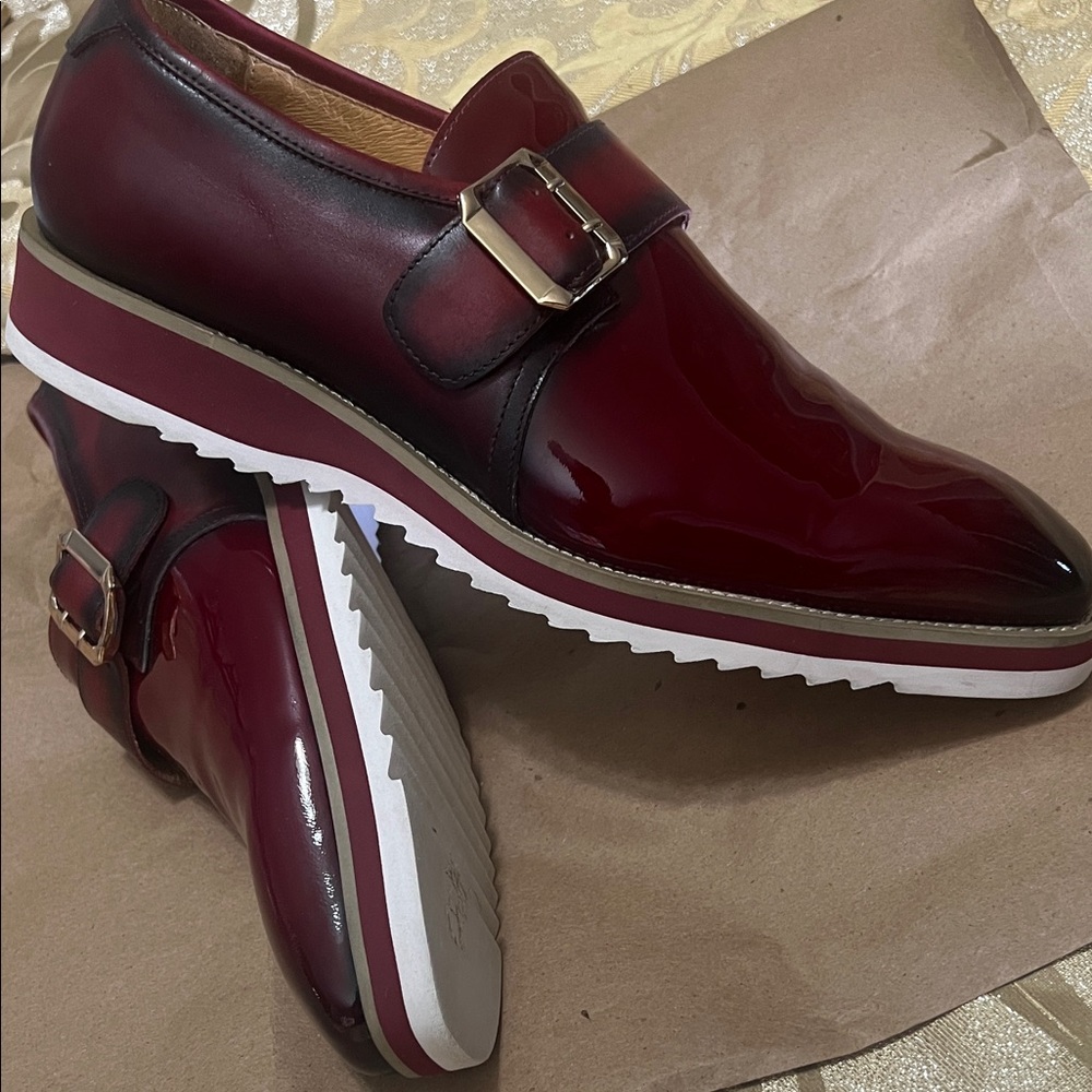 Carucci Red Patent Monk Strap- Size 12- Red & White Hybrid Sole EUC - Picture 8 of 12
